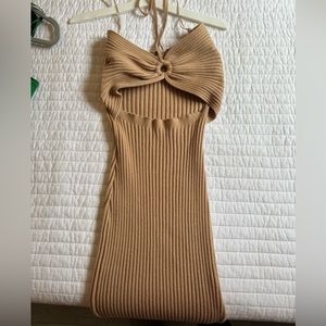 Beige midi halter dress